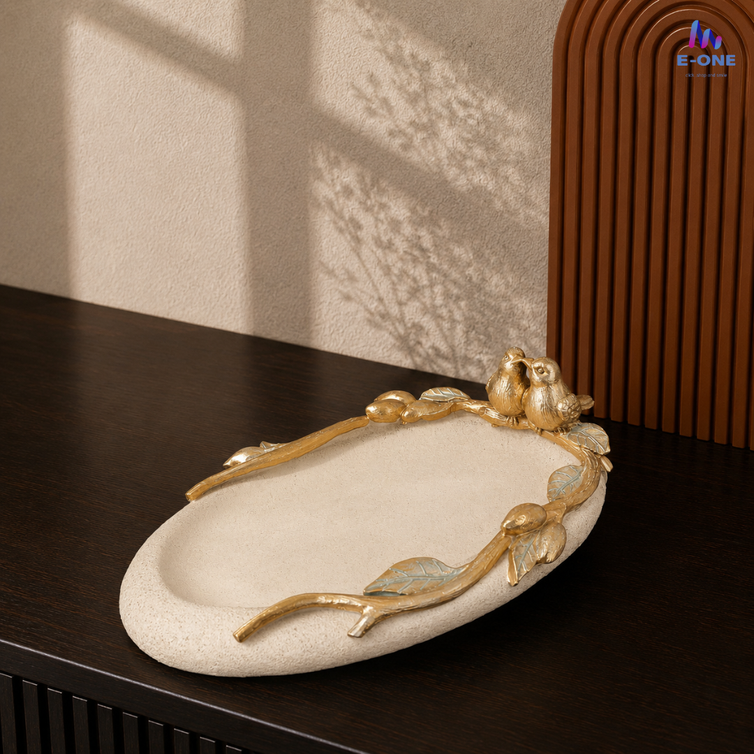 Golden Love Birds Tray