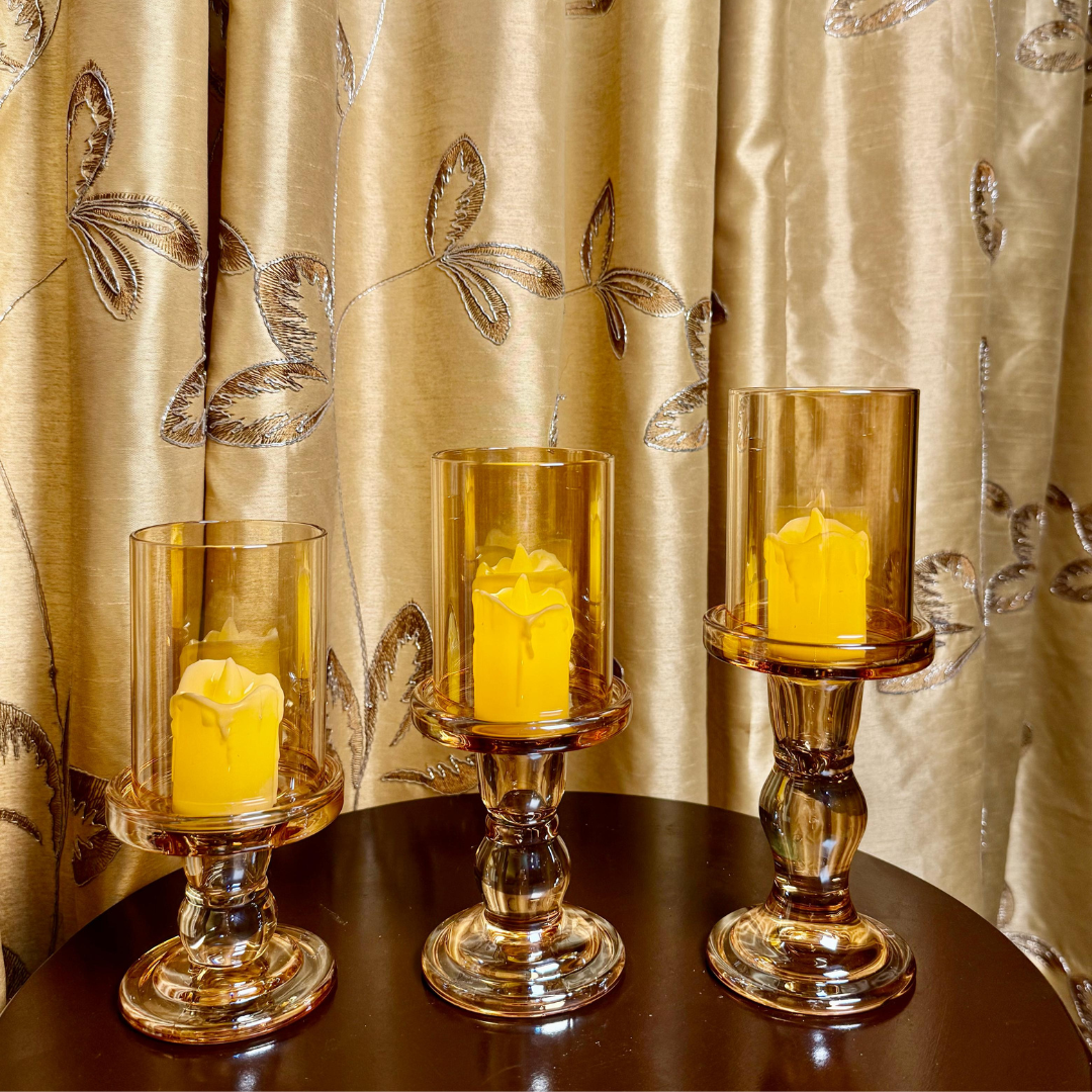 AMBER ELEGENCE CANDLE HOLDERS