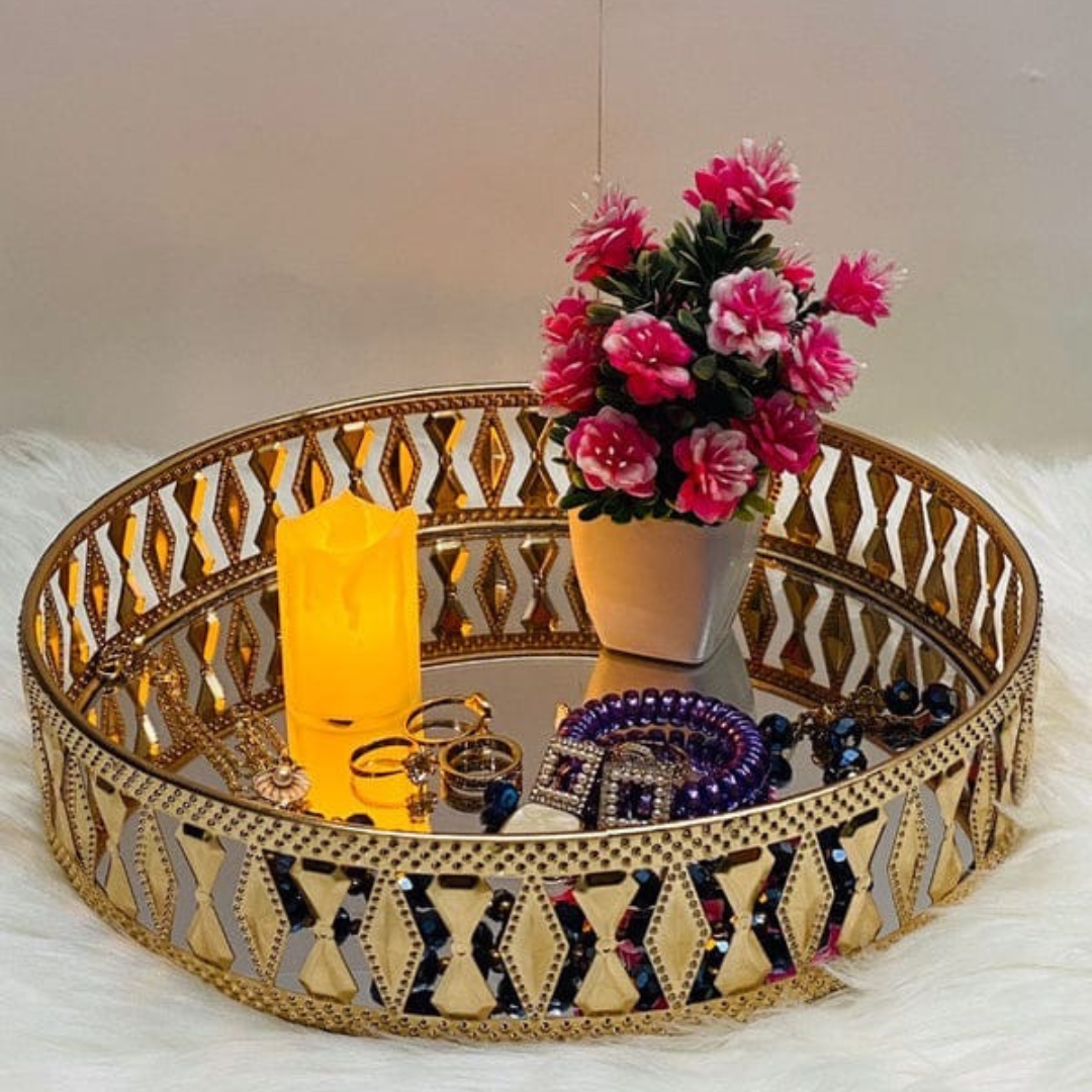 GEOMETRIC GOLD MIRROR TRAY