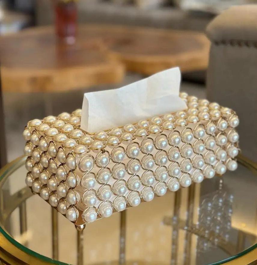 Golden Glimmer Pearl Tissue Box