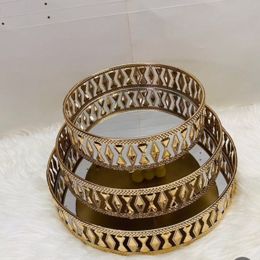 GEOMETRIC GOLD MIRROR TRAY