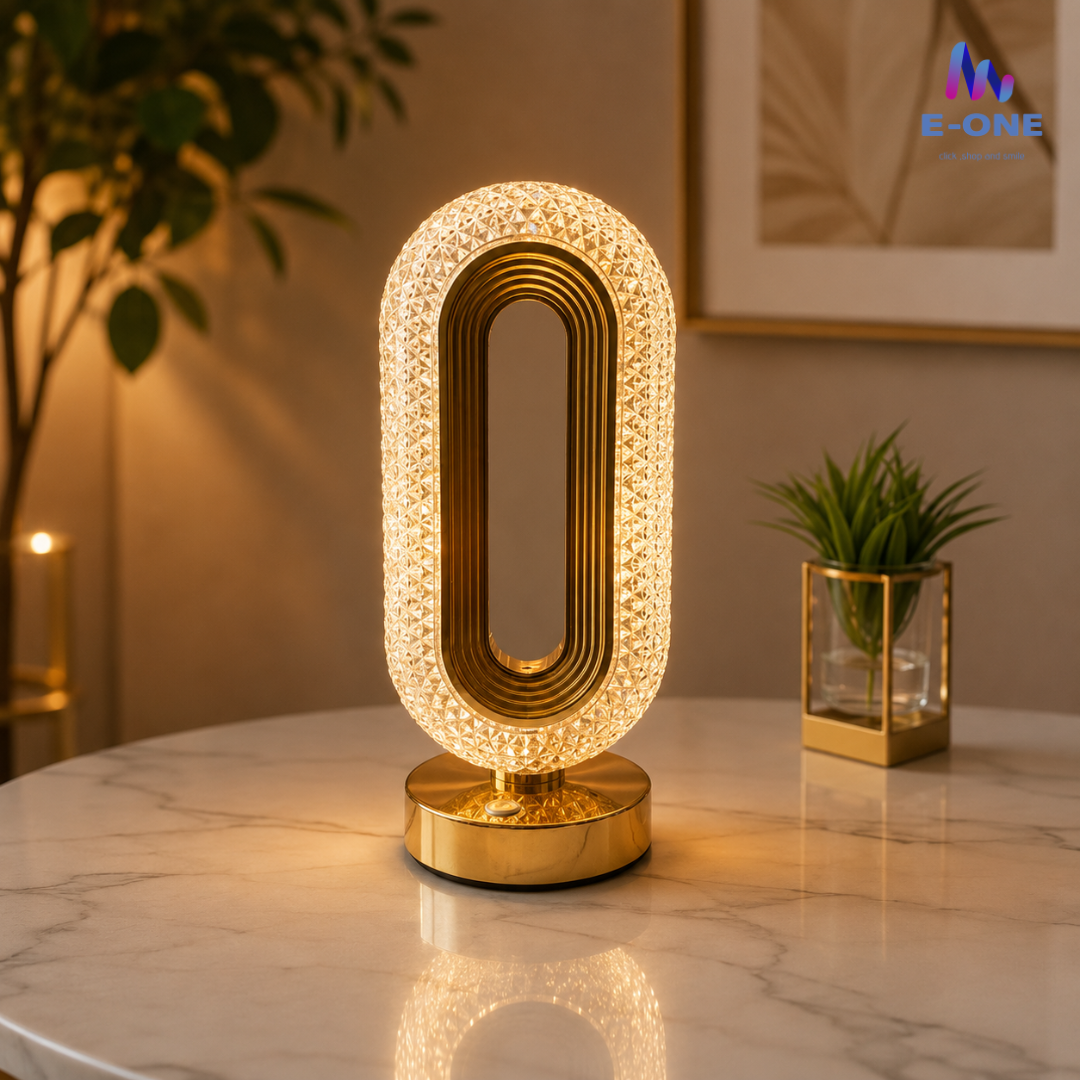 Oval Crystal Table Lamp