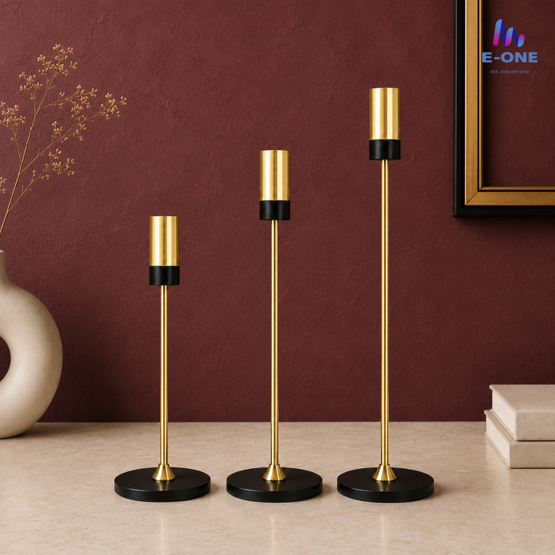 Noir Gold Candle Holders (Set of 3)