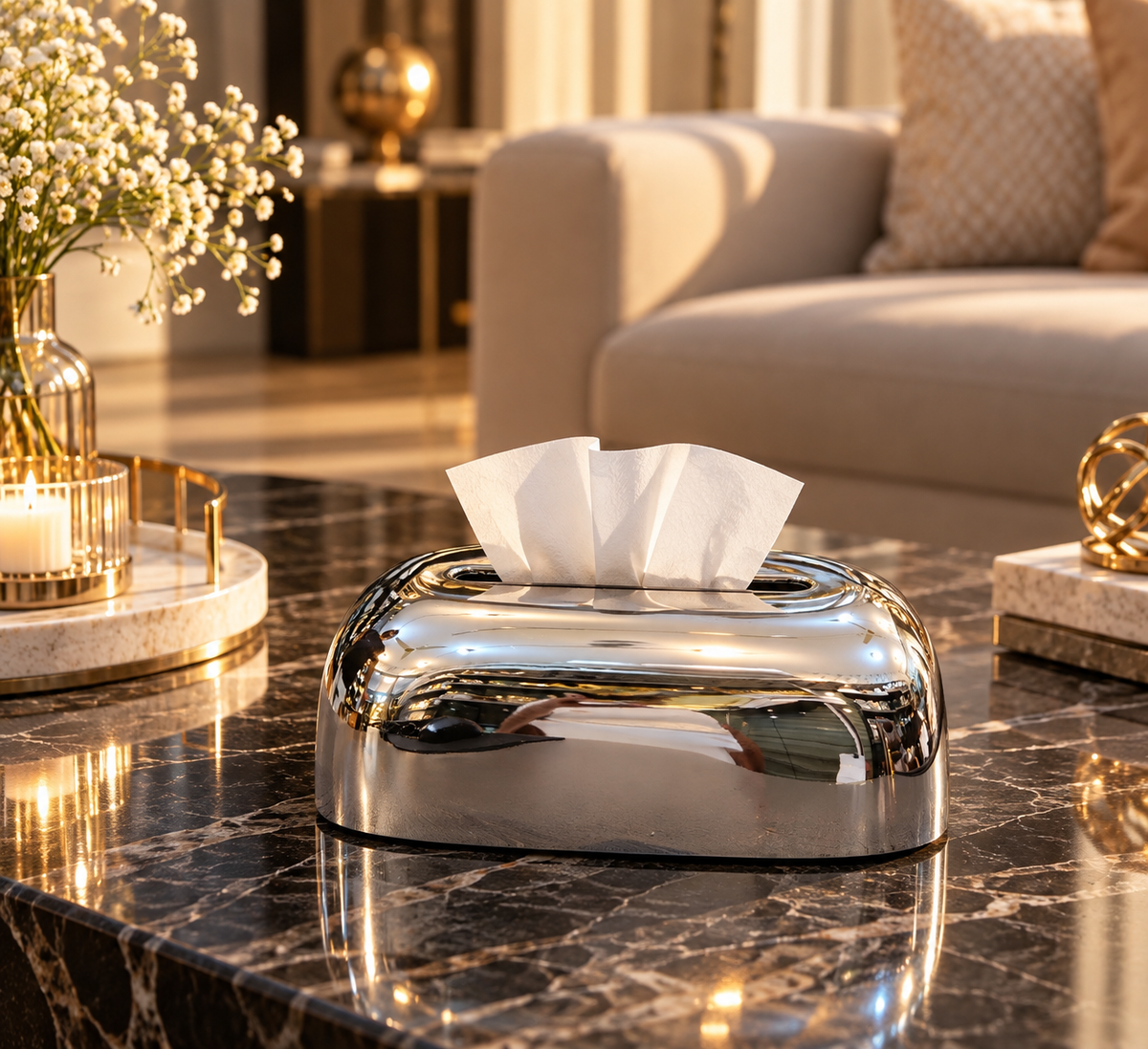 Silver Aurora Tissue Holder