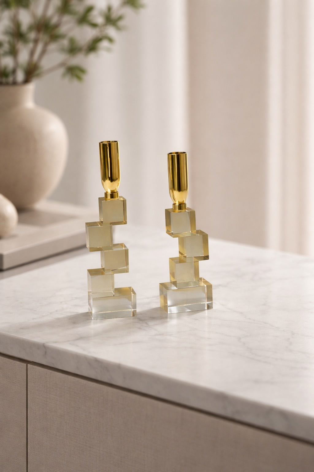 Rose Gold Crystal Candle Holder