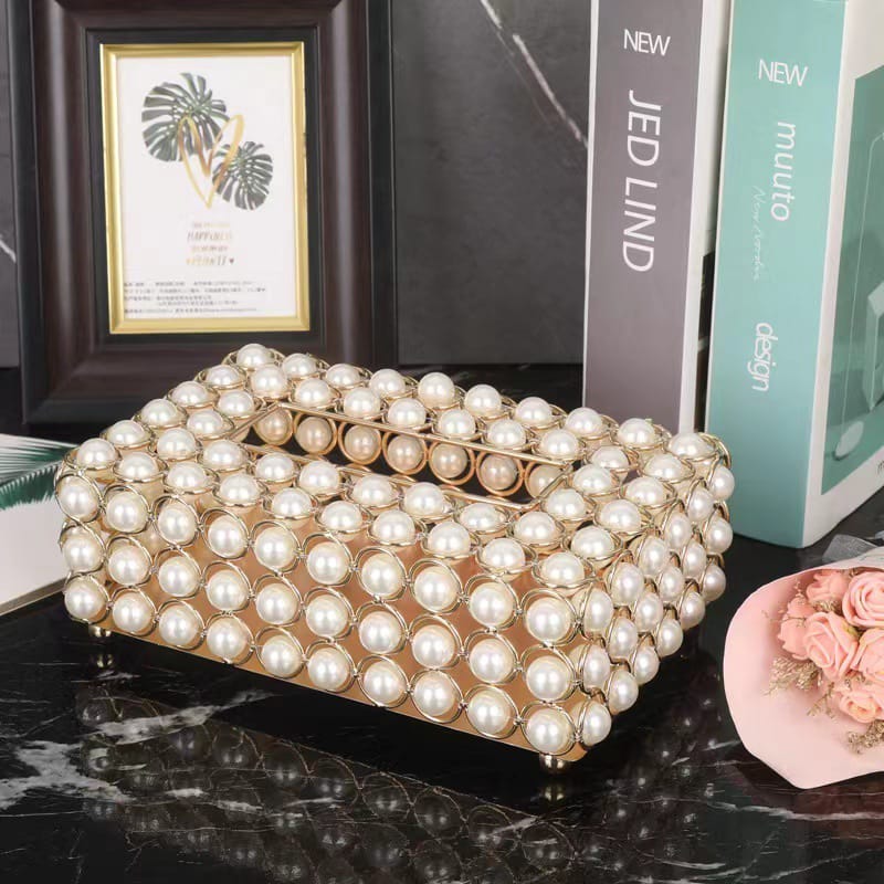 Golden Glimmer Pearl Tissue Box