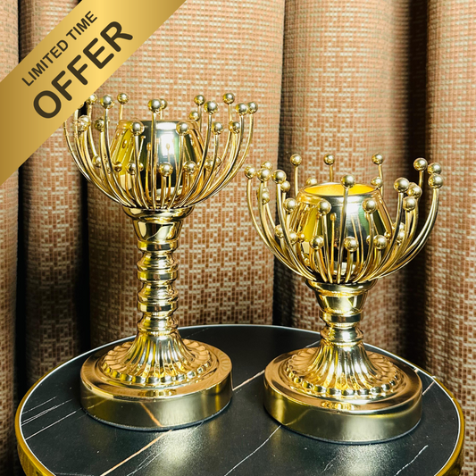 Golden Lotus Candle Holders