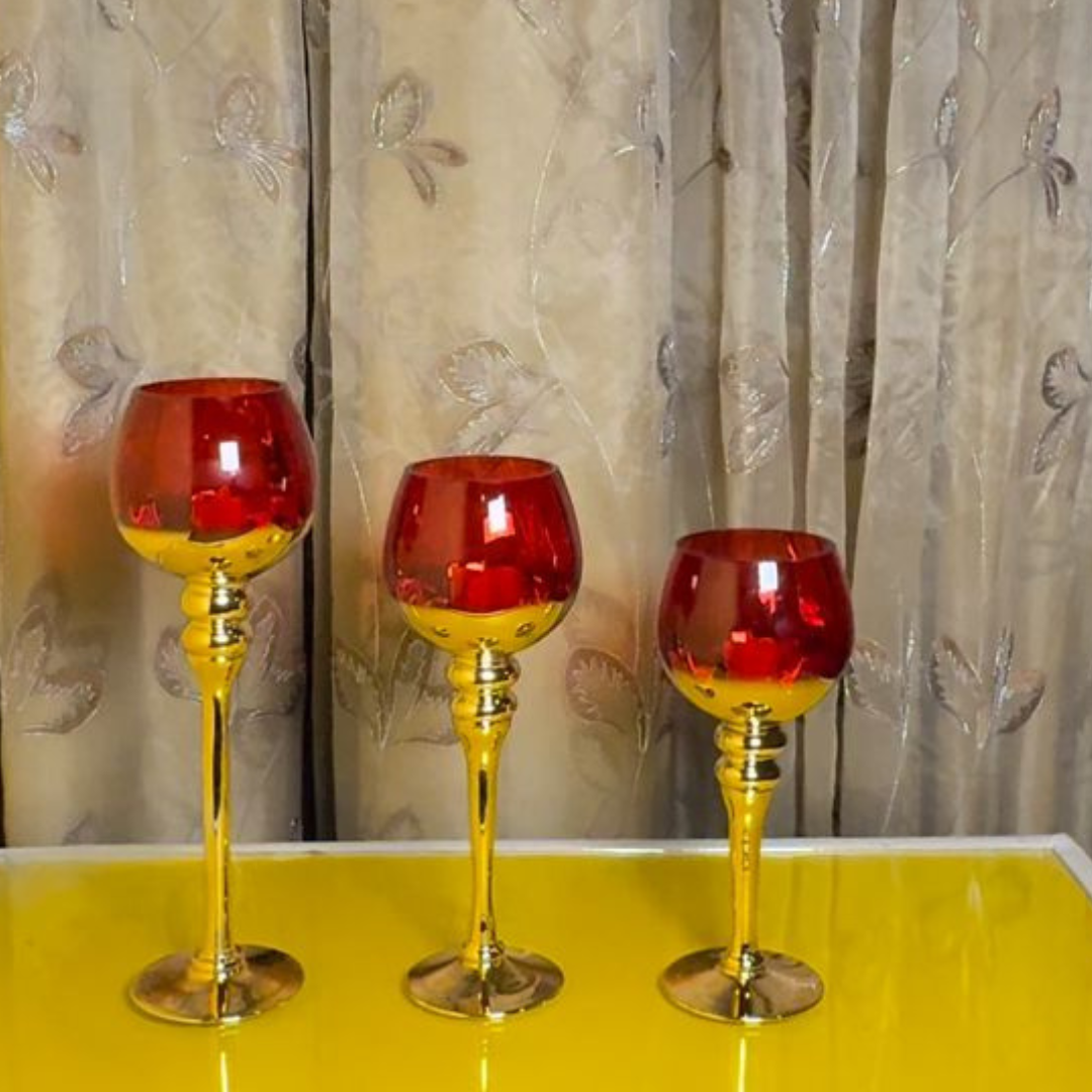 3 RED WINE CANDLE HOLDER