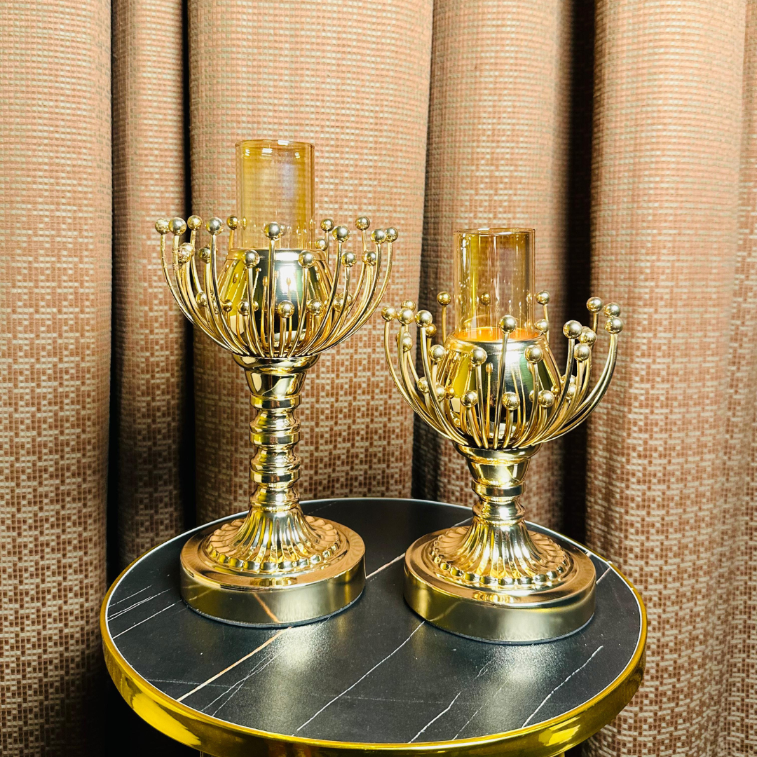 Golden Lotus Candle Holders