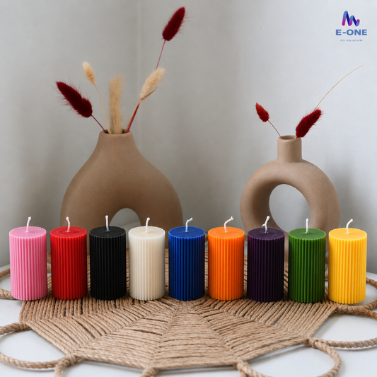 Ribbed Pillar Candle
