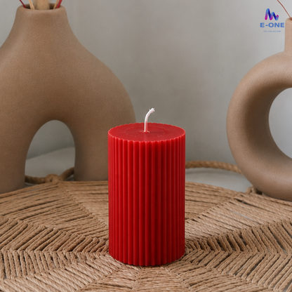 Ribbed Pillar Candle