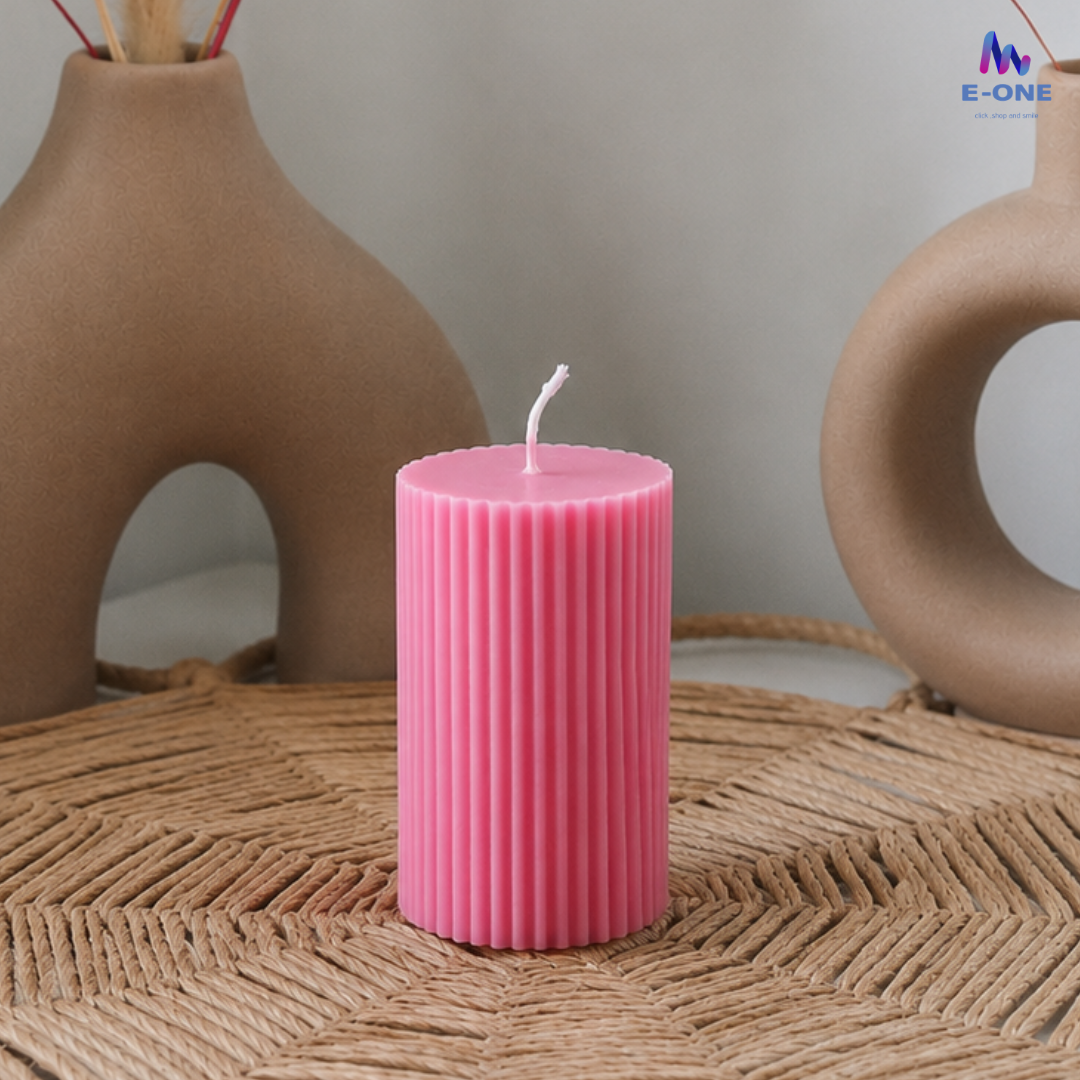 Ribbed Pillar Candle