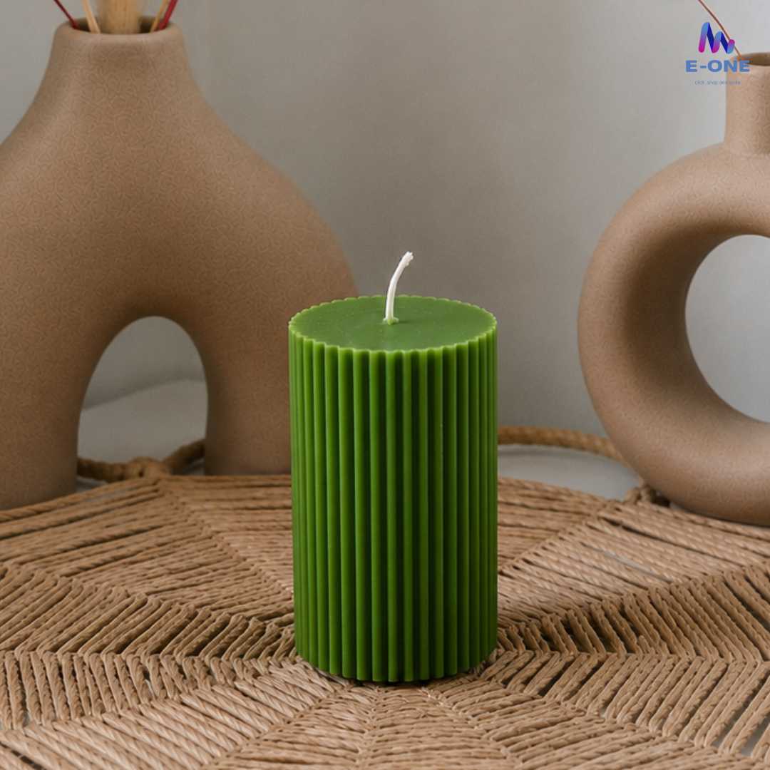 Ribbed Pillar Candle