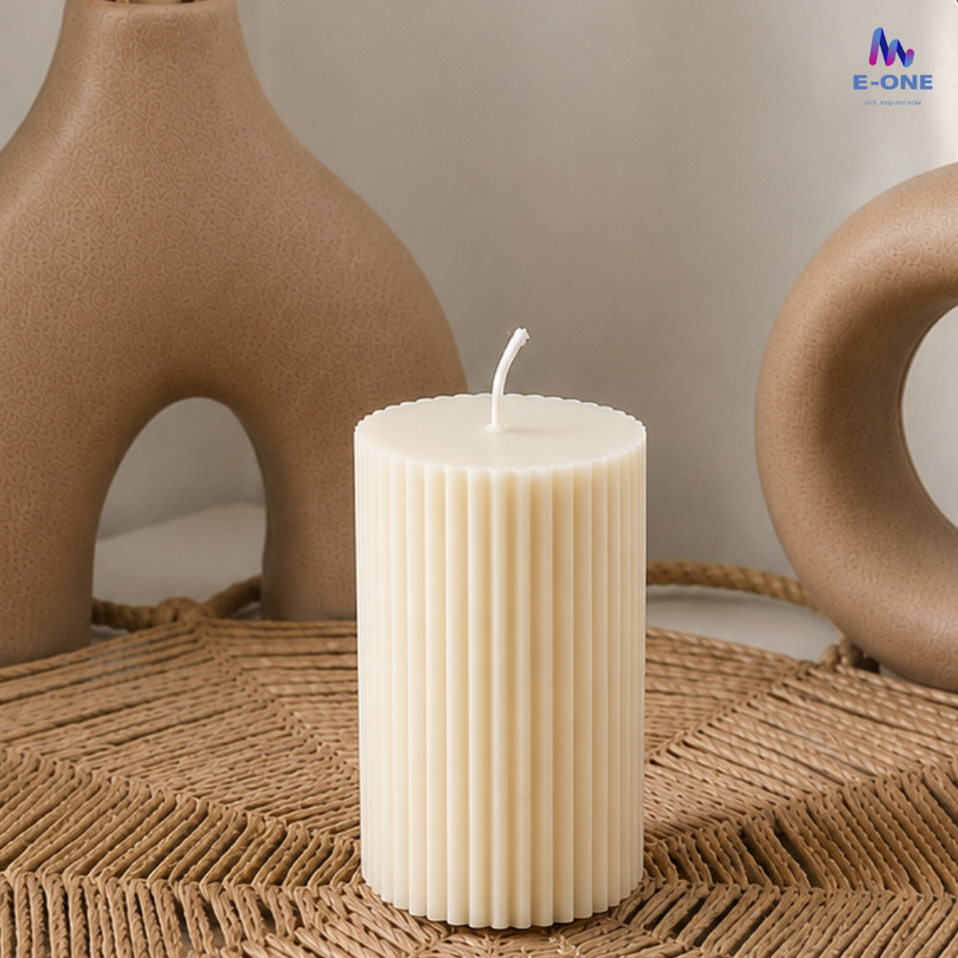 Ribbed Pillar Candle
