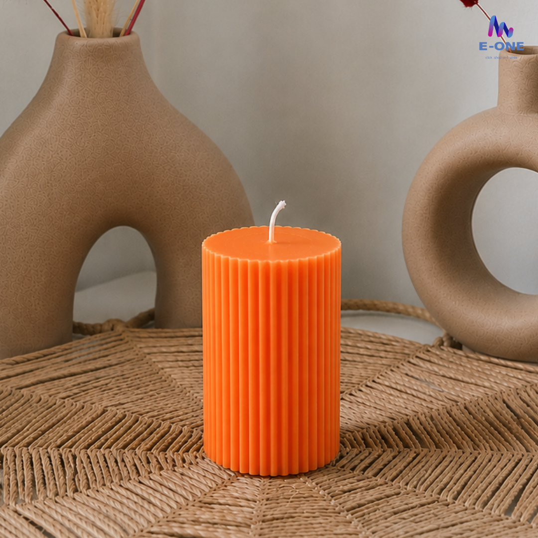 Ribbed Pillar Candle