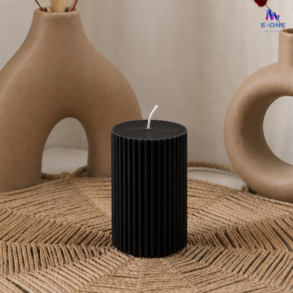 Ribbed Pillar Candle