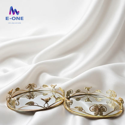 Set of 2 Royal Bird Gold Tray