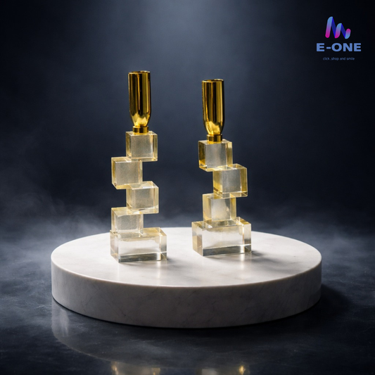 Gold Crystal Candle Holders (Set of 2)
