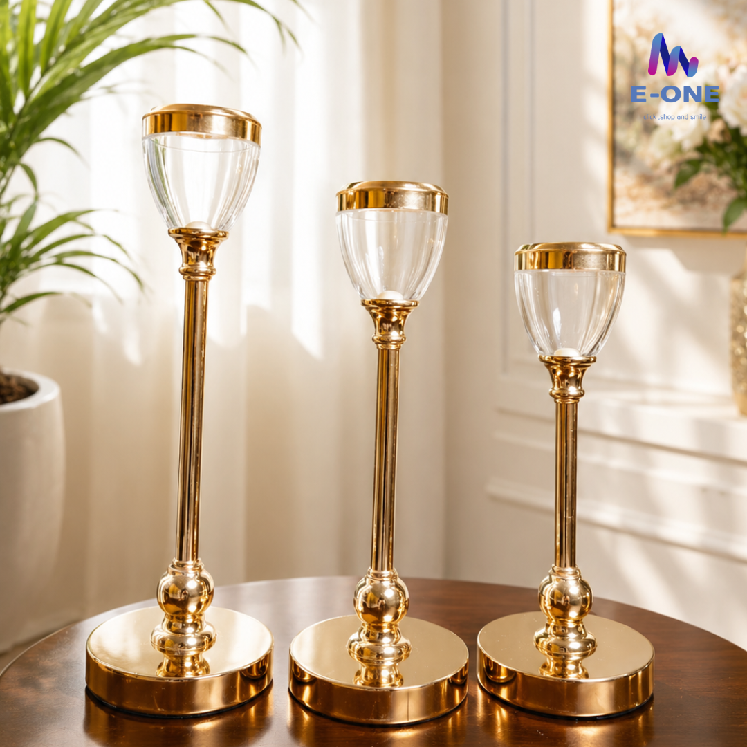 Glass Candle Holders (Set of 3)