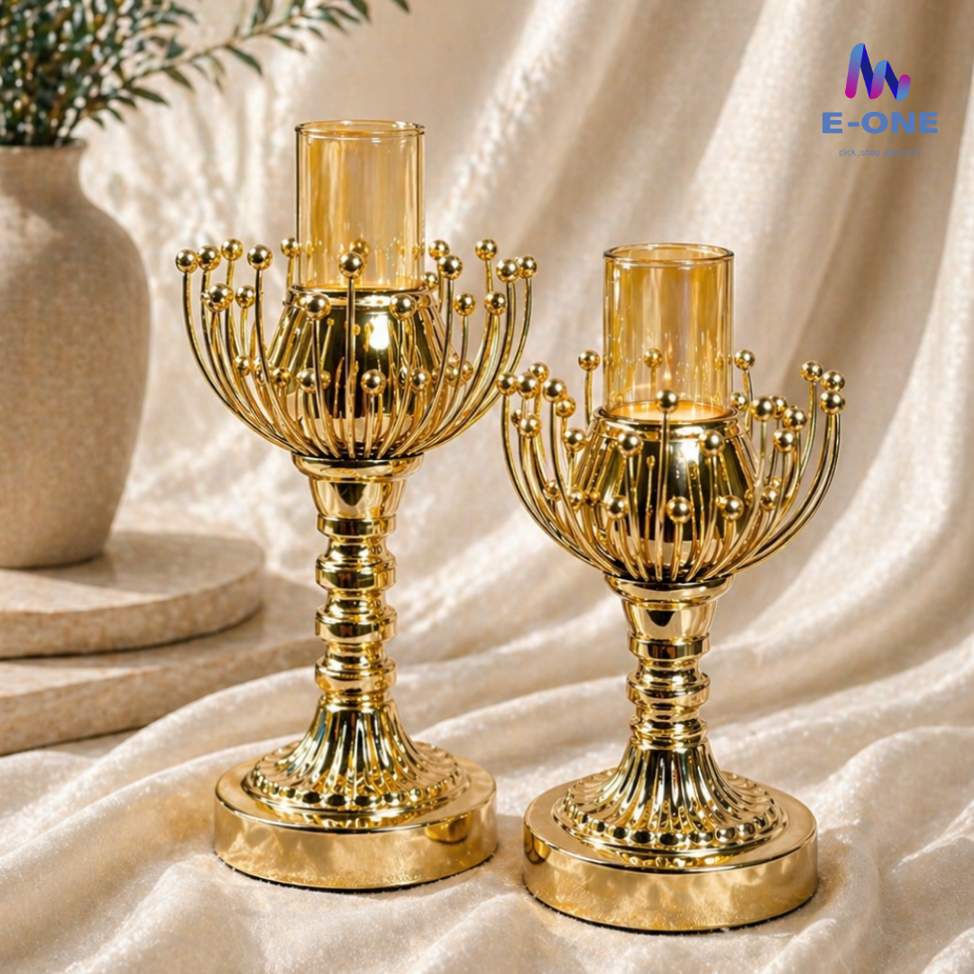 Golden Lotus Candle Holders (Set of 2)