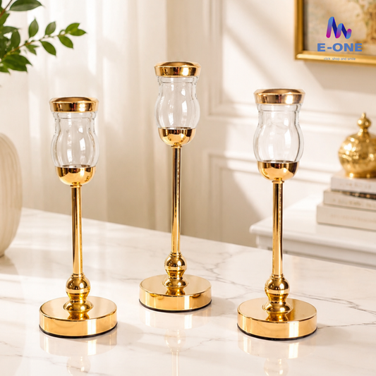 Flower Glass Candle Holders (Set of 3)