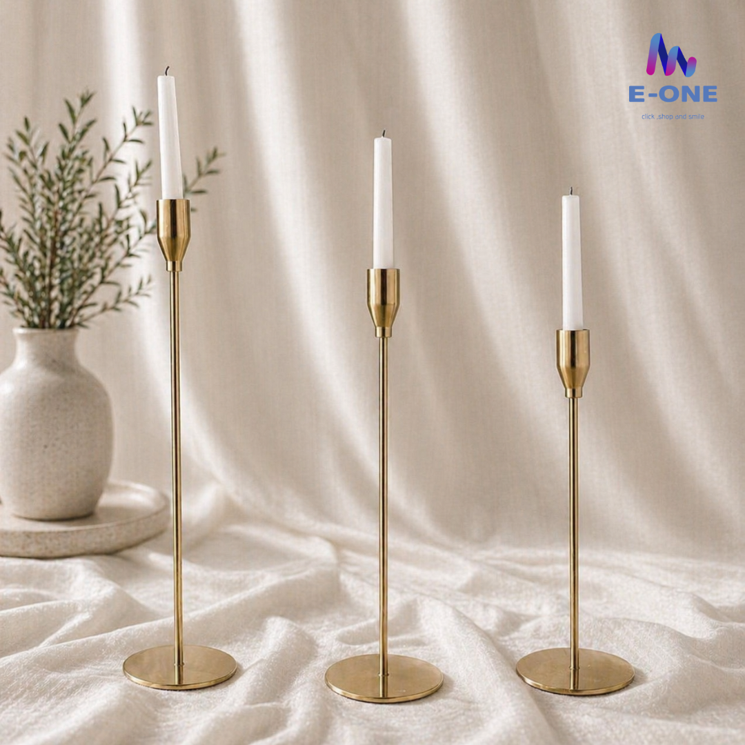 Golden Candle Holders (Set of 3)