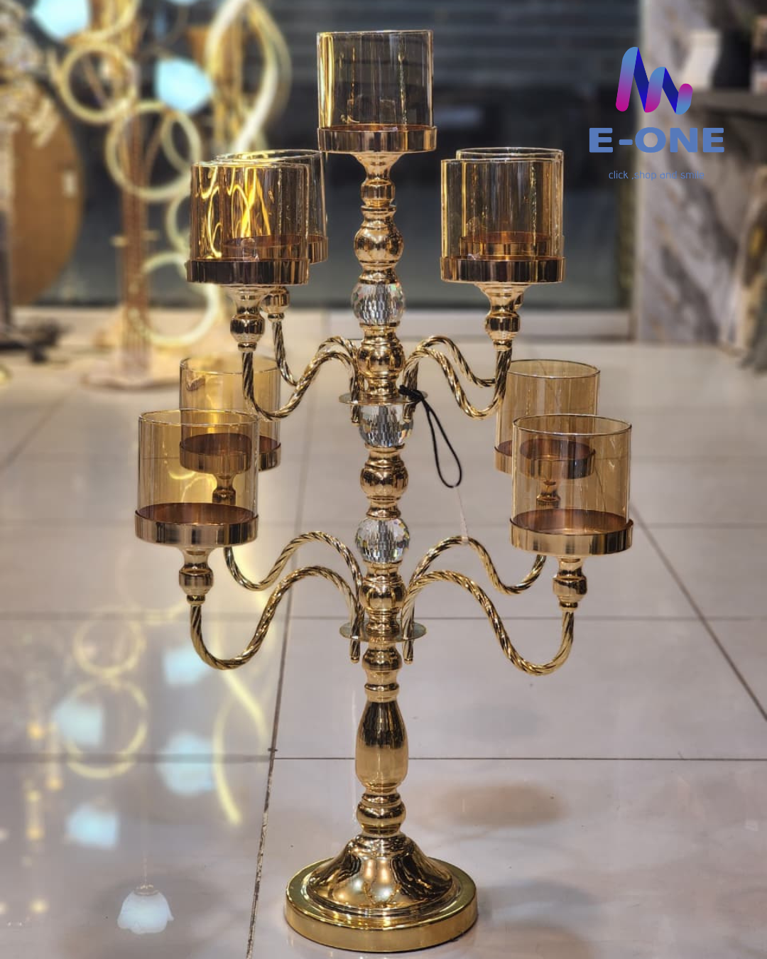 Gold 9-Arm Candle Stand