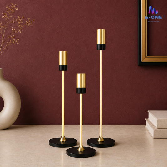 Noir Gold Candle Holders (Set of 3)