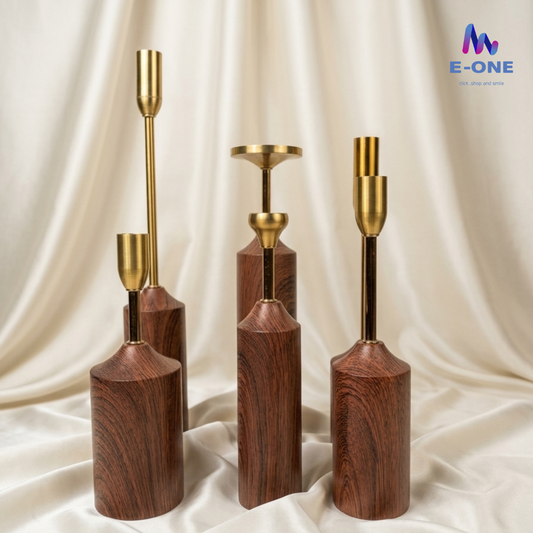 Royal Wood Candle Stands (Set of 6)
