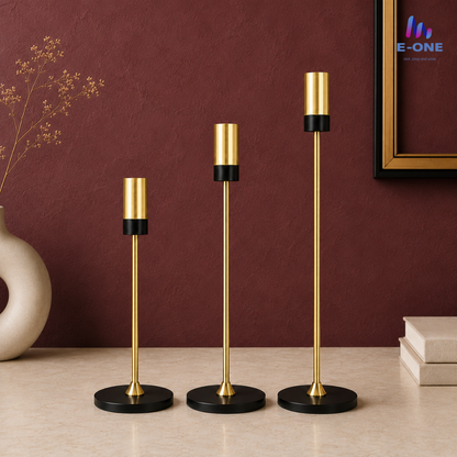 Noir Gold Candle Holders (Set of 3)