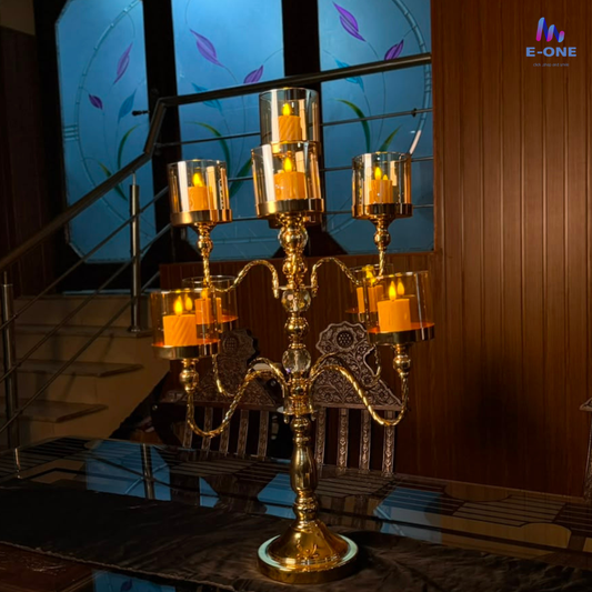 Gold 9-Arm Candle Stand