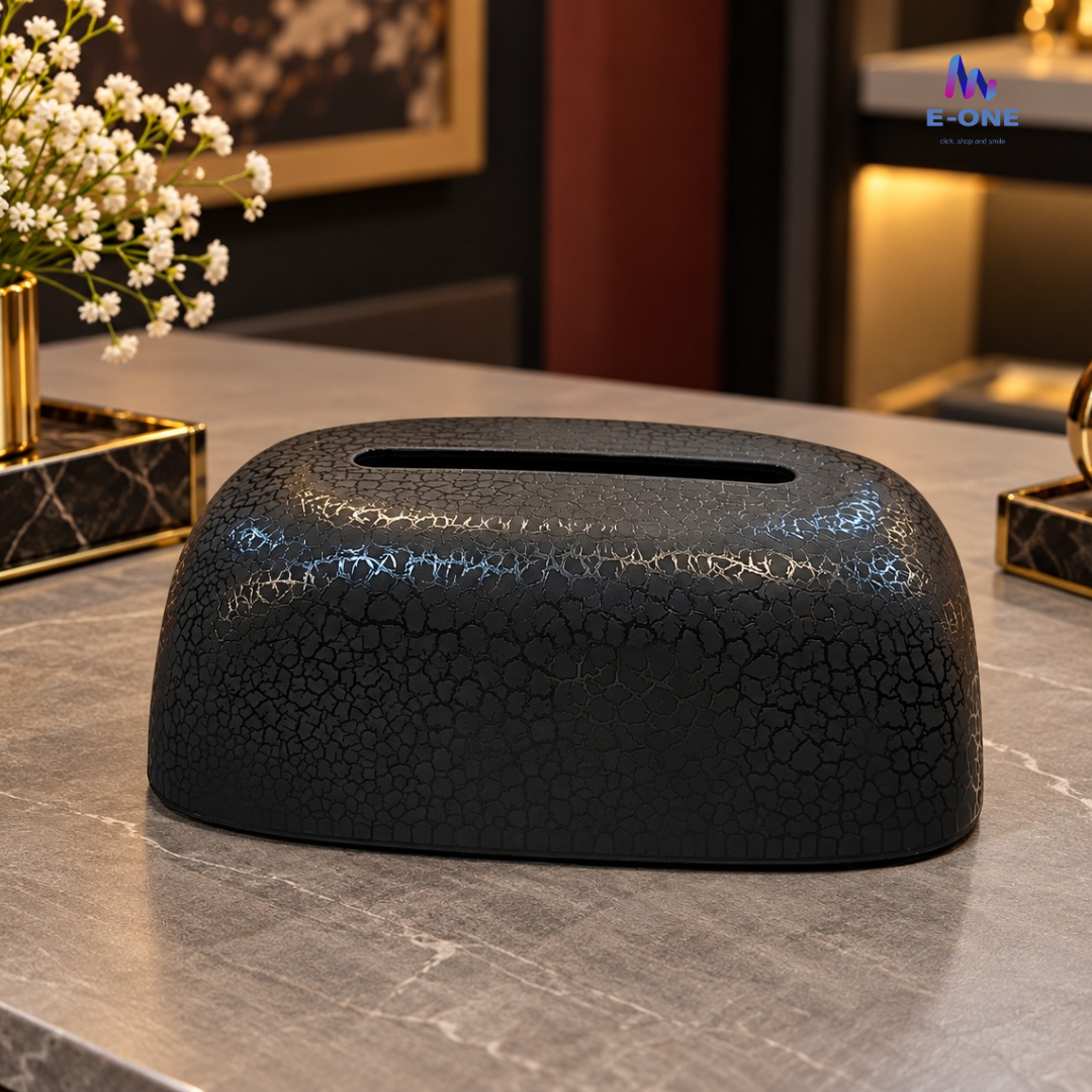 Noir Crackle Tissue Box