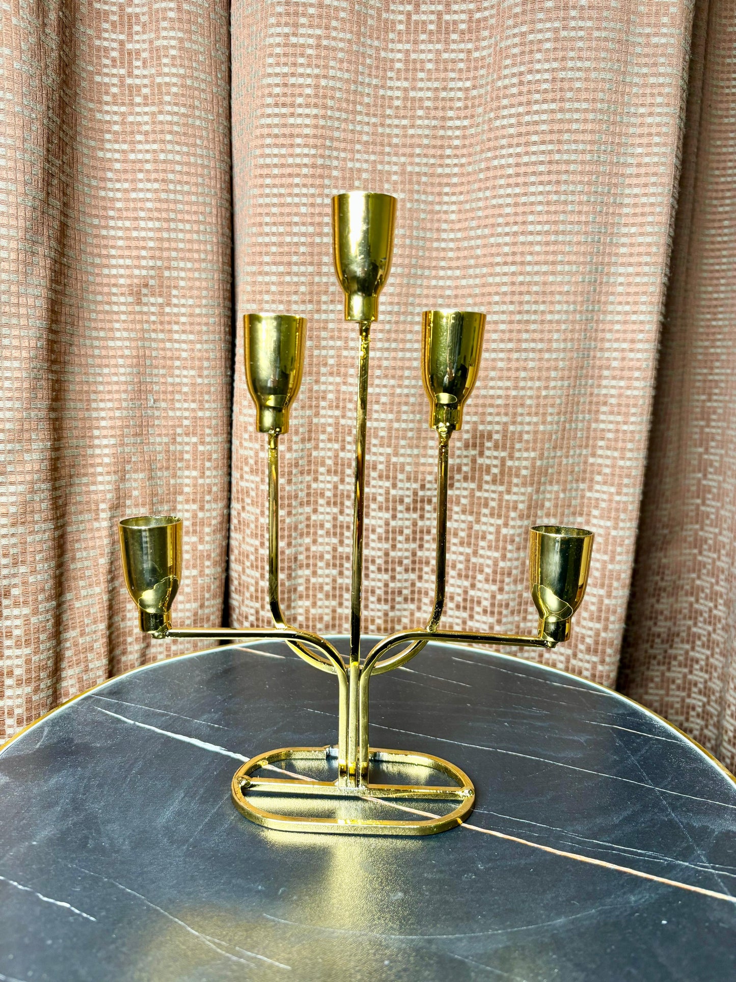 Golden brass candle stand