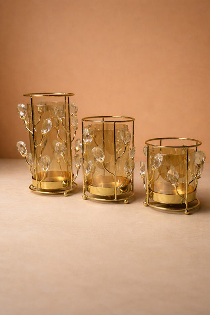 Luxe Crystal-Petal Candle Holders