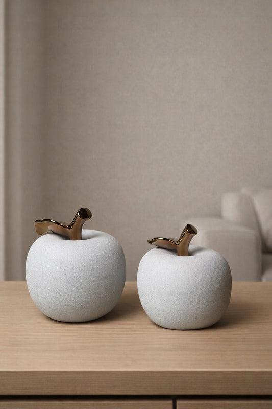 set of 2 Golden Leaf Apple Decor