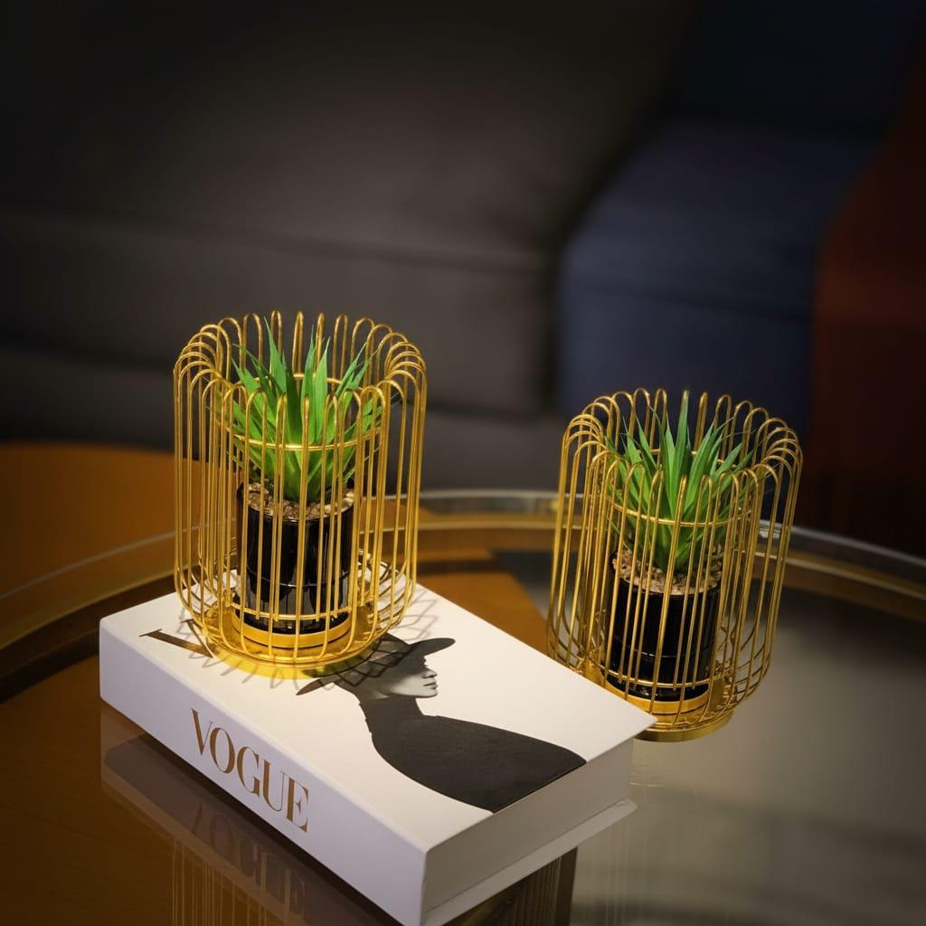 SET OF 2 GLIDED GARDEN PLANTERS