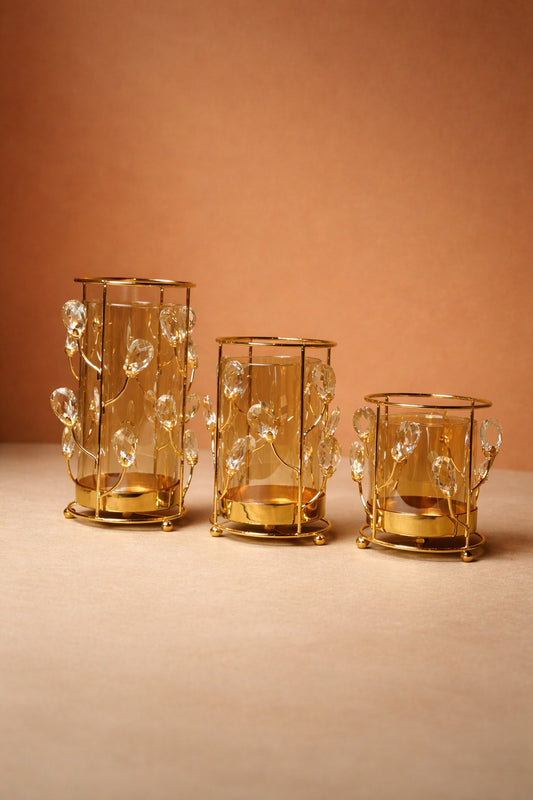 Luxe Crystal-Petal Candle Holders