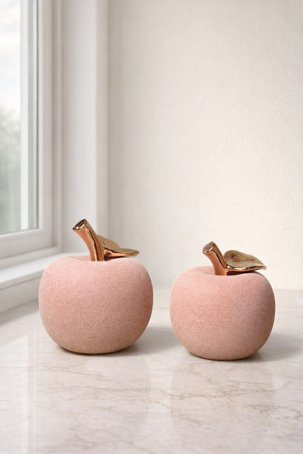 set of 2 Golden Leaf Apple Decor