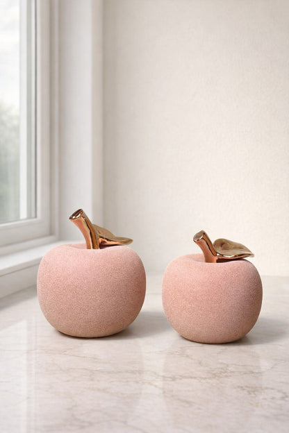 set of 2 Golden Leaf Apple Decor