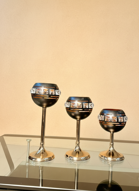 BLACK GLOW CANDLE HOLDER (SET OF 3 )