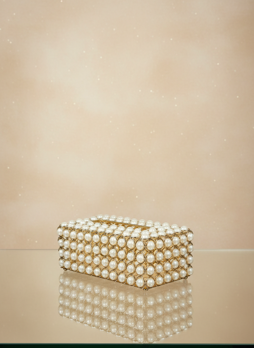 Golden Glimmer Pearl Tissue Box