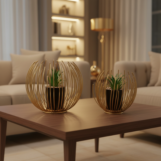 Set of 2 Golden Globe Planter